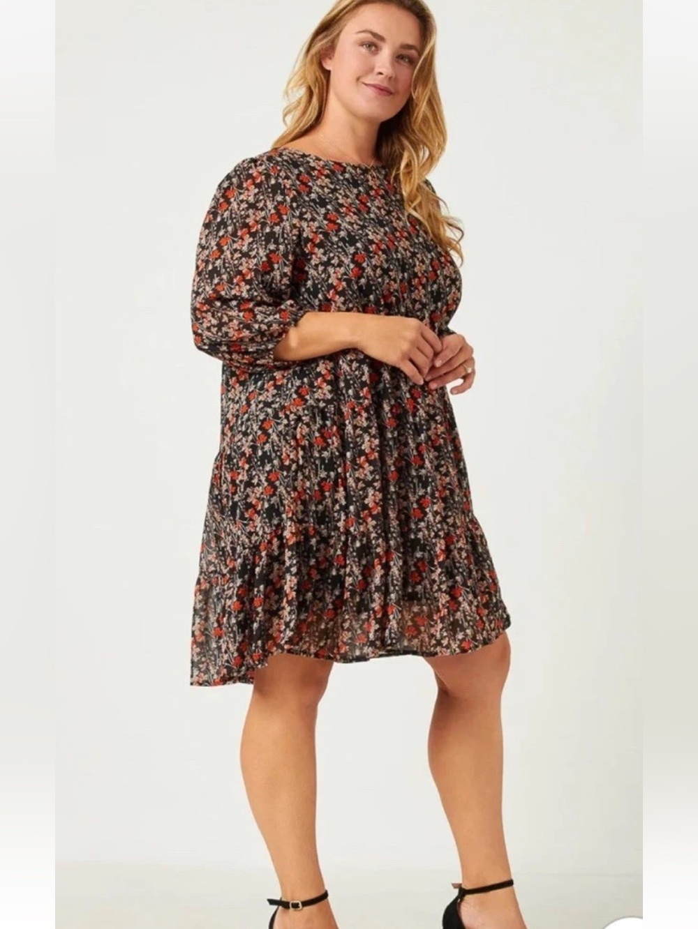 Hayden Los Angeles Botanical Print Chiffon Dress Boho Cottagecore Sz L